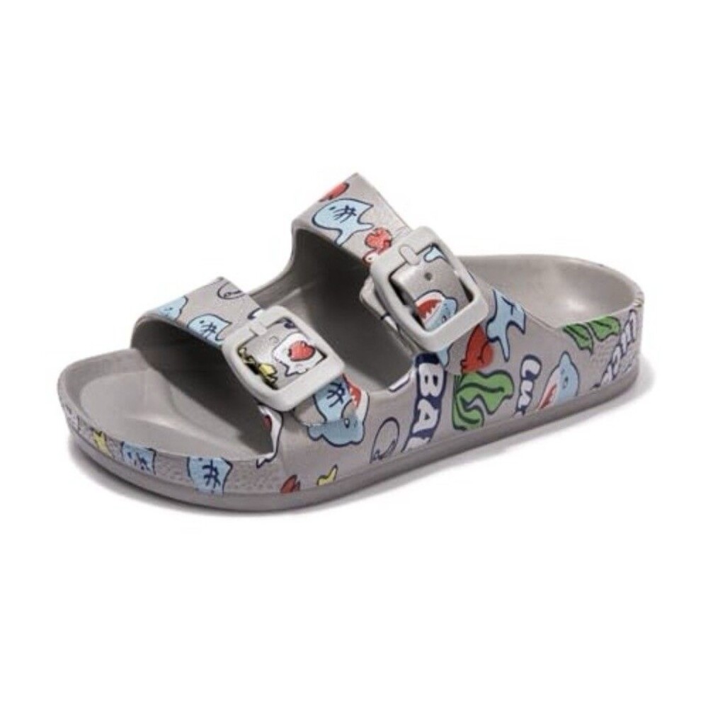 Unisex-Child Slides Double Buckle Adjustable EVA Flat Sandals Size 3